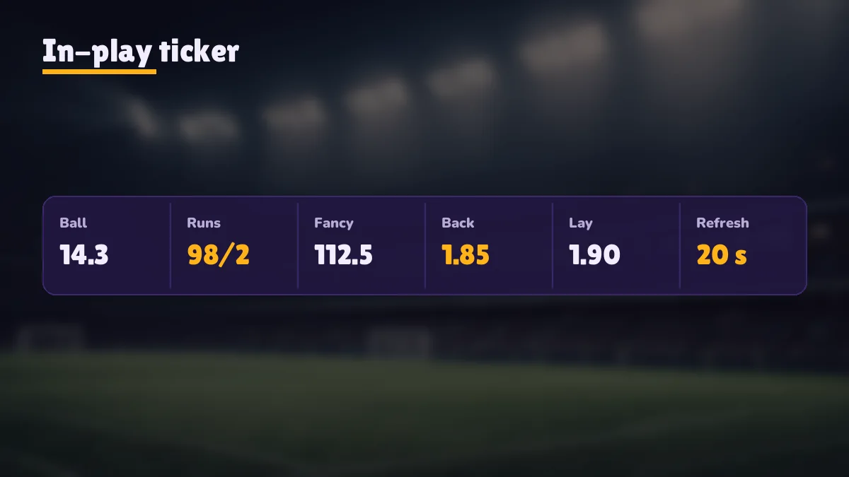 Live fixture ticker along the top of the PlayinMatch live app match list