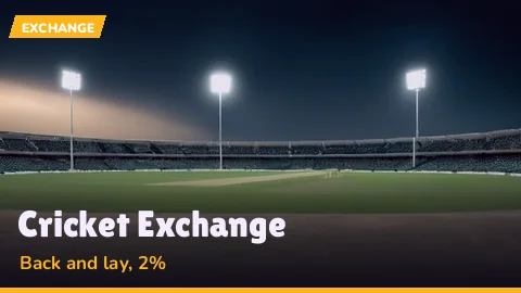 Stadium floodlights over a back and lay odds ladder for a cricket match