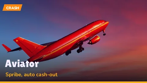 Aviator tile with a red plane climbing over a rising multiplier curve