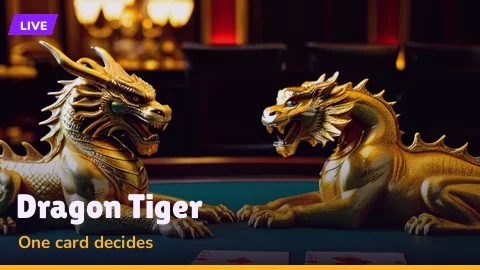 Dragon Tiger tile with two face-up cards on a dealer layout