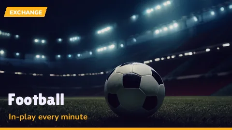 Football match tile showing a night pitch and a live price strip