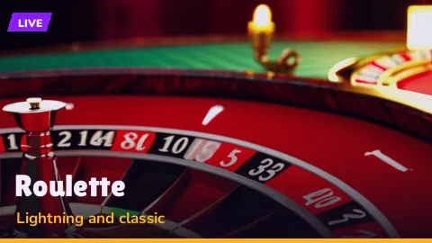 Lightning Roulette tile with a spinning wheel and gold strike numbers