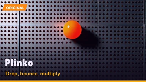 Glowing ball bouncing through a triangle of plinko pegs